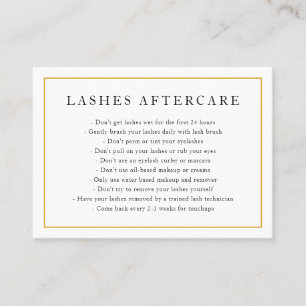 Carte De Visite Lashes Aftercare Elegant or et blanc monogramme