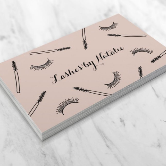 Carte De Visite Lashes Artiste maquillage Cute Eyelash Salon rose (Créateur téléchargé)