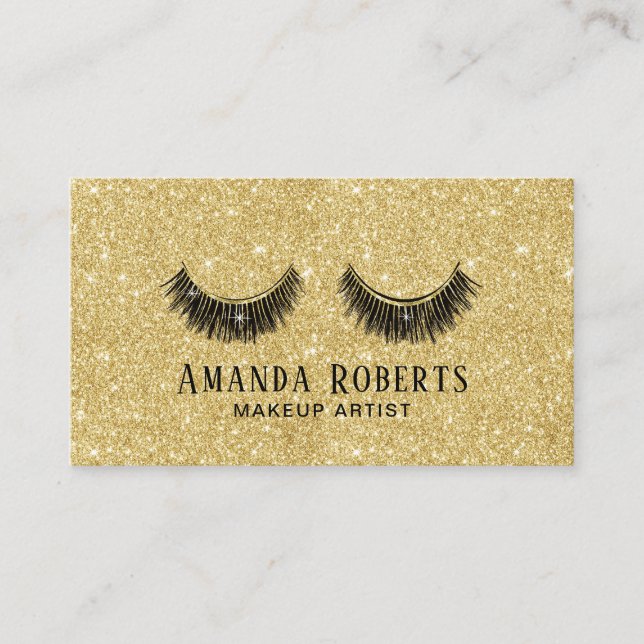Carte De Visite Lashes Artiste maquillage Moderne Parties scintill (Devant)