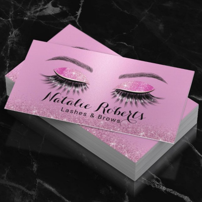 Carte De Visite Lashes Brop Artiste maquillage Girly Rose Salon (Créateur téléchargé)