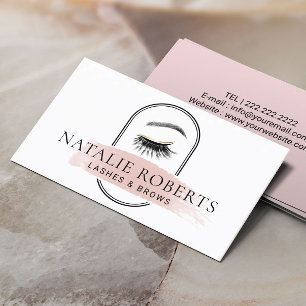 Carte De Visite Lashes Bros Artiste maquillage moderne rose brosse