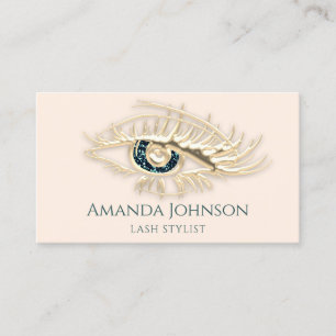 Carte De Visite Lashes Bros logo maquillage or ivoire Qr Code