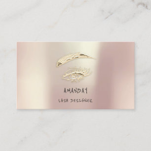 Carte De Visite Lashes Bros logo maquillage Rose social Gold