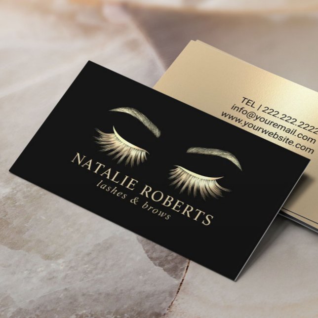 Carte De Visite Lashes Bros maquillage Artiste Glam Gold Beauty Sa (Créateur téléchargé)