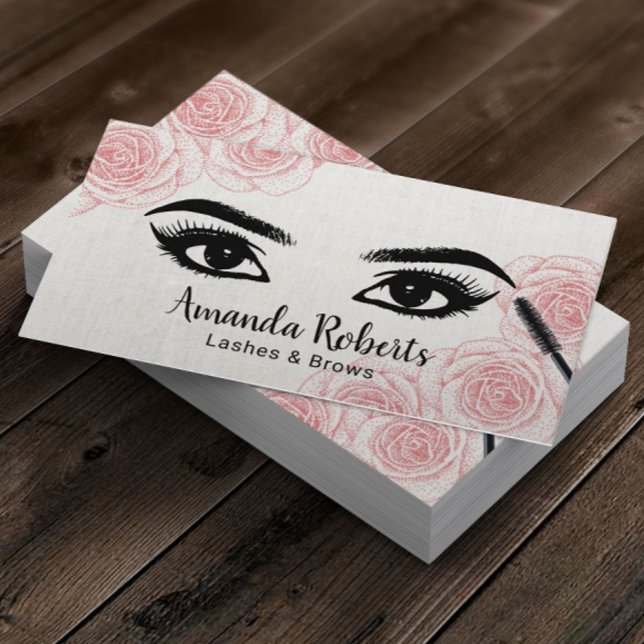 Carte De Visite Lashes Bros Typographie Salon Vintage Floral (Créateur téléchargé)