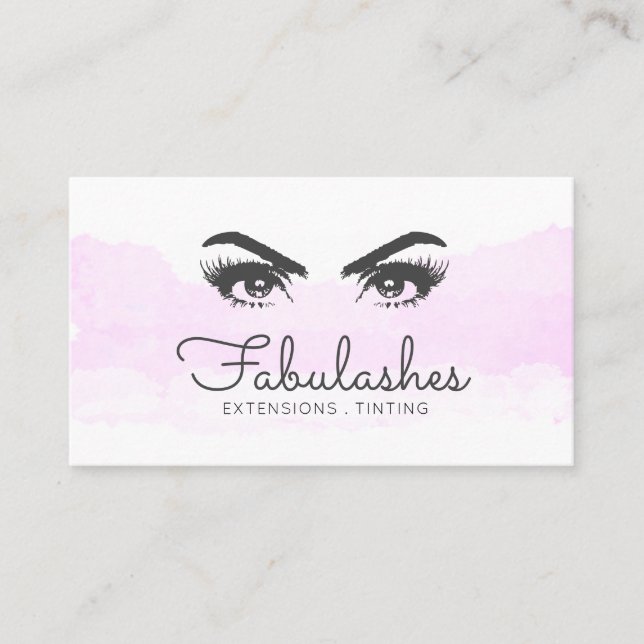 Carte De Visite Lashes Brosse Artiste maquillage Aquarelle rose pâ (Devant)