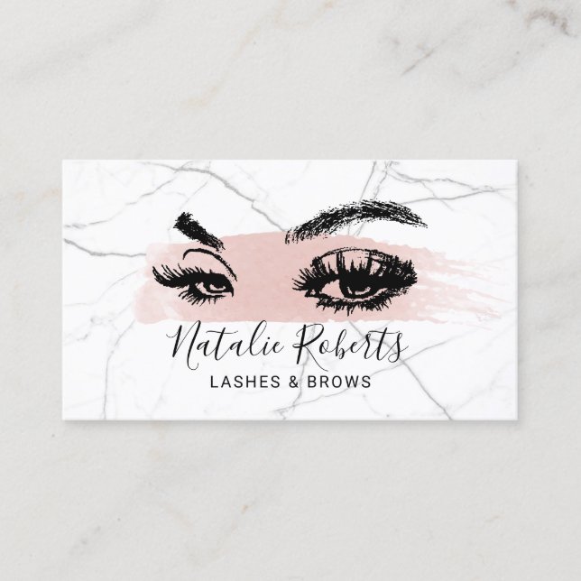Carte De Visite Lashes Brosse Artiste maquillage Blush Stroke Marb (Devant)
