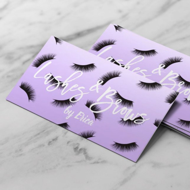 Carte De Visite Lashes Brosse Artiste maquillage Classy Lavender (Créateur téléchargé)