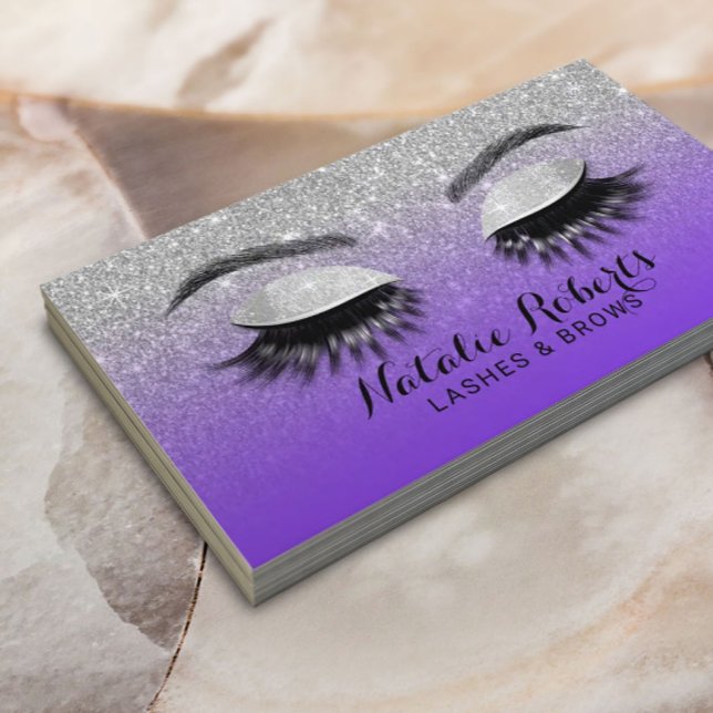 Carte De Visite Lashes Brosse Artiste maquillage Purple & Parties  (Créateur téléchargé)