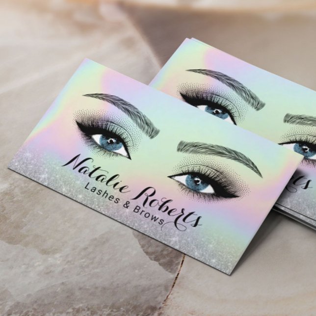 Carte De Visite Lashes Brosses Microblading Holographic Beyes (Créateur téléchargé)