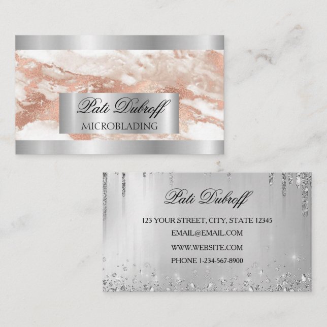 Carte De Visite Lashes & Brosses Microblading Parties scintillant  (Devant / Derrière)