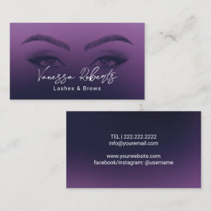 Carte De Visite Lashes & Brosses Salon Microblading Élégant Purple