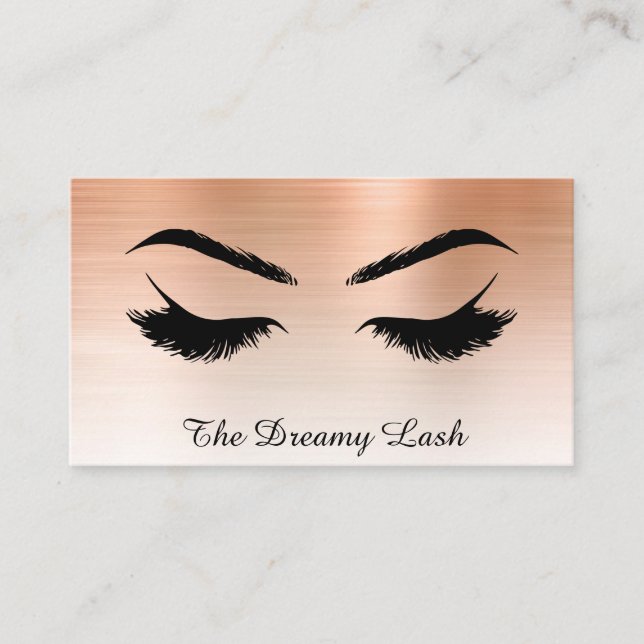 Carte De Visite *~* Lashes Brows Extensions QR Metallic ROSE OR (Devant)