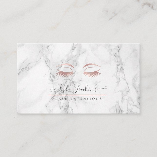CARTE DE VISITE LASHES DE L'OEIL D'OR ROSE DE MARBLE FAUX (Devant)