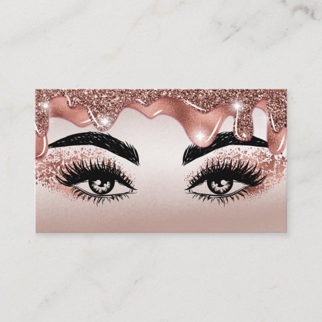 Carte De Visite Lashes de maquillage Rose Parties scintillant or (Devant)