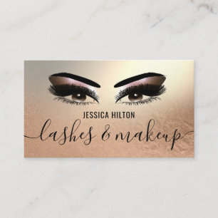Carte De Visite Lashes et maquillage professionnel rose en or