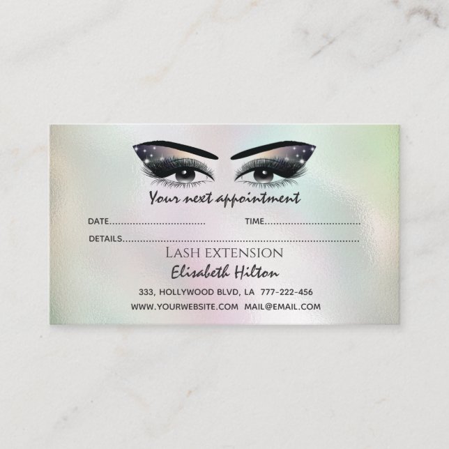 Carte De Visite Lashes Extension Aftercare Instructions luxe (Devant)