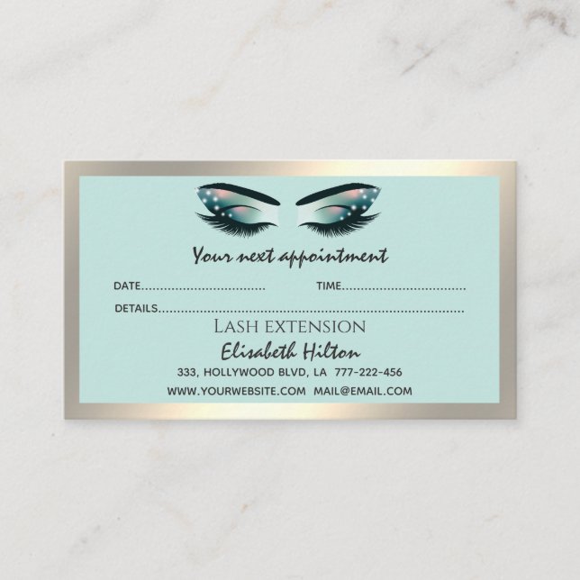 Carte De Visite Lashes Extension Aftercare Instructions luxe (Devant)