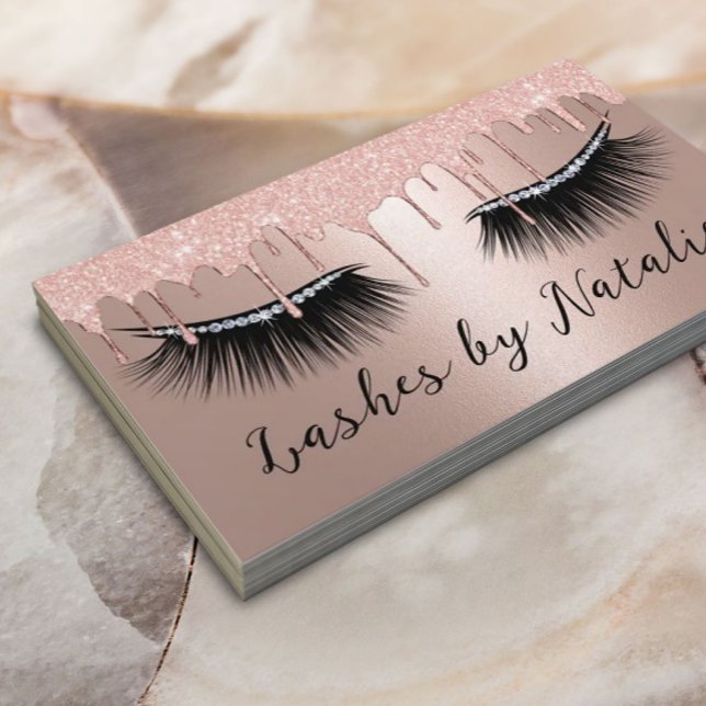 Carte De Visite Lashes Eyelash Gems maquillage Artiste Rose Gold D (Créateur téléchargé)