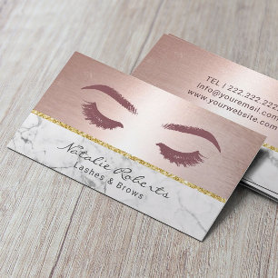 Carte De Visite Lashes Eyelash maquillage Artiste Rose Chic Marbre