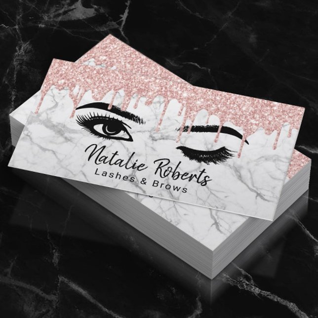 Carte De Visite Lashes Eyelash maquillage Artiste Rose Gold Drivin (Créateur téléchargé)