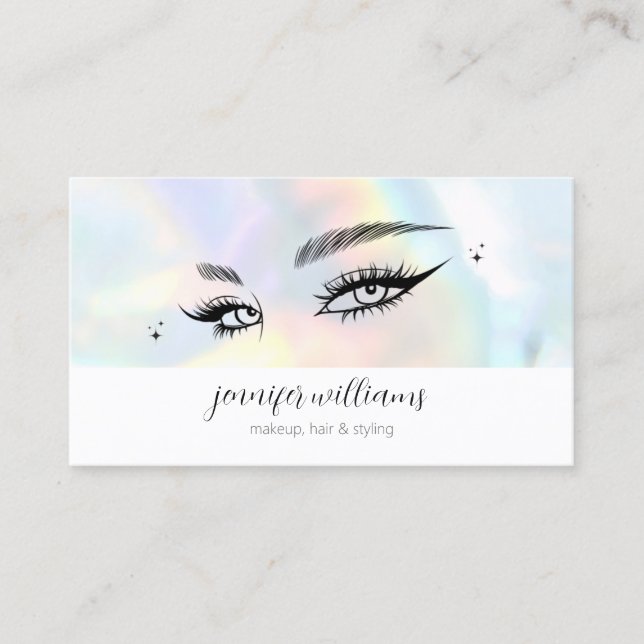 Carte De Visite Lashes Face Beauté Logo Maquillage Artiste Hologra (Devant)