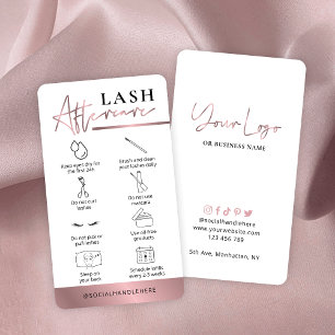 Carte De Visite Lashes Guide de soins postérieurs Rose Gold Bronze
