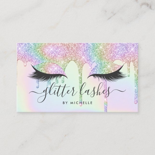 Carte De Visite Lashes holographique licorne parties scintillant g (Devant)