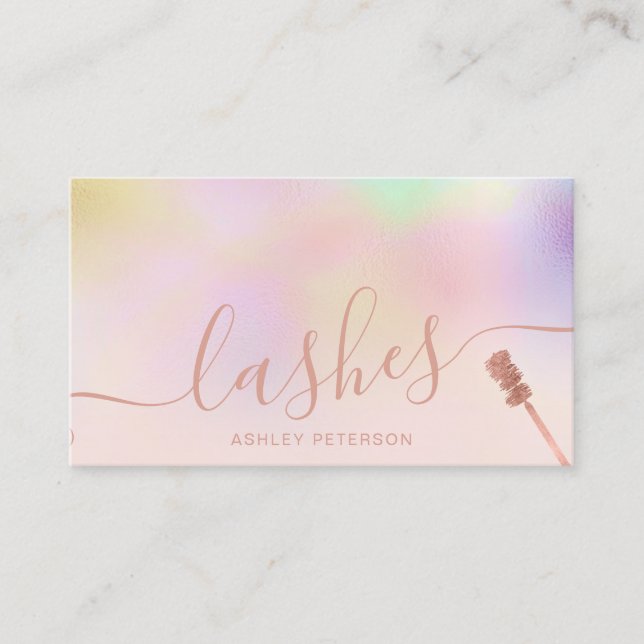 Carte De Visite Lashes holographique rose moderne rose brun rose (Devant)