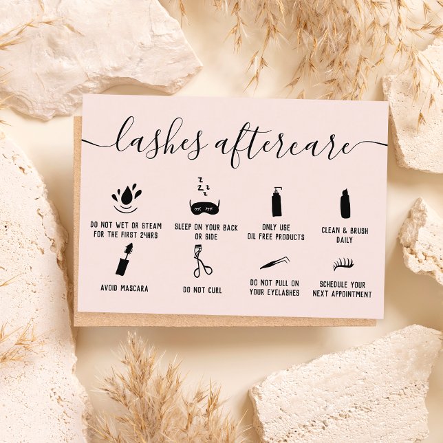 Carte De Visite lashes illustrations après-soin pastel blush rose (Créateur téléchargé)