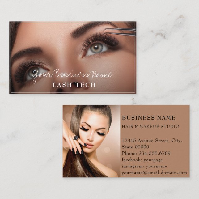 Carte De Visite Lashes Makeup Nail Tech Aesthetic Modern (Devant / Derrière)