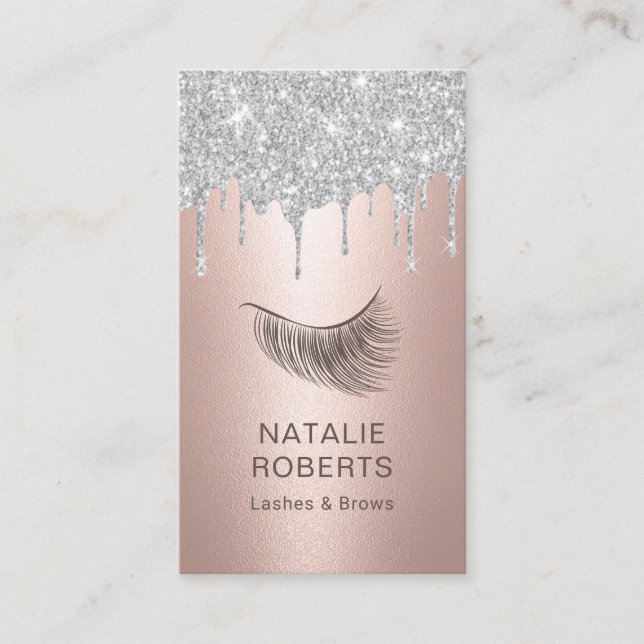 Carte De Visite Lashes maquillage Artiste Rose Gold Silver Drivers (Devant)