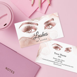 Carte De Visite Lashes Maquillage Artiste Rose Or Mascara Brows Bu
