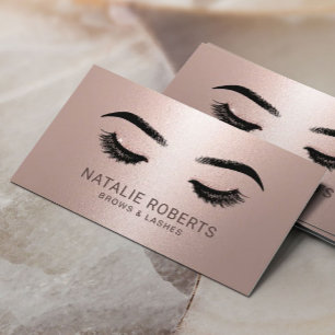 Carte De Visite Lashes Maquillage Artiste Salon Rose Or Metallic
