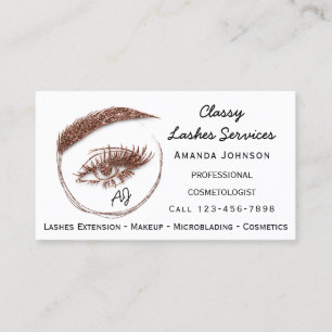Carte De Visite Lashes microlame de maquillage logo QrCode Monogra