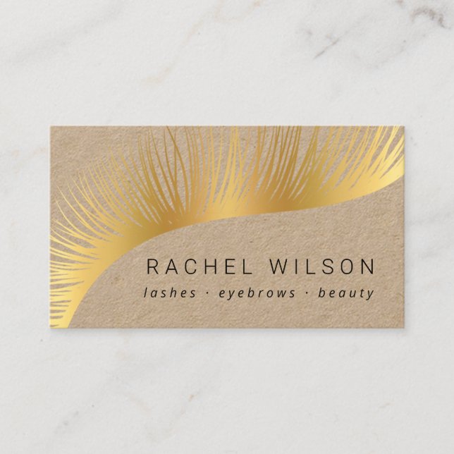 Carte De Visite Lashes Peintre de maquillage d'or rustique (Devant)