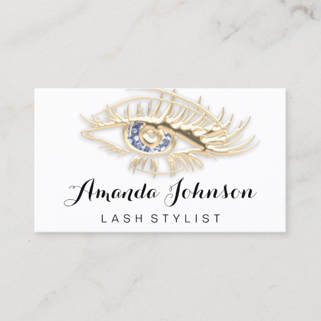 Carte De Visite Lashes professionnels Brosses logo maquillage Or B (Devant)