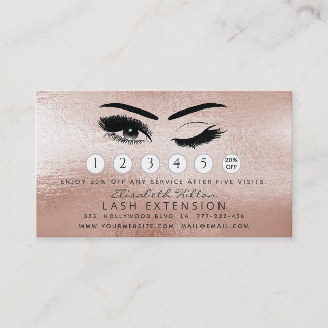 Carte De Visite Lashes Prolongation Instructions pour les soins po (Devant)
