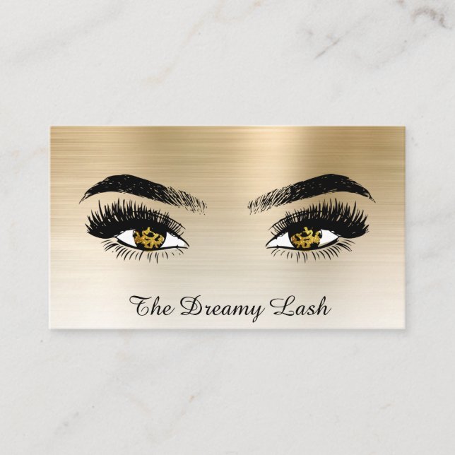 Carte De Visite *~* Lashes QR Brows Extensions Gold Parties scinti (Devant)