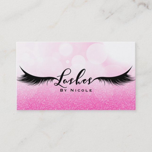 Carte De Visite Lashes rose étincelle Glamour Eyelashes maquillage (Devant)