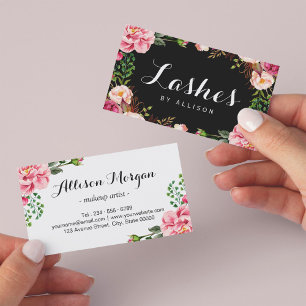 Carte De Visite Lashes Script par l'artiste de maquillage Blush Fl