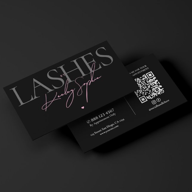 Carte De Visite Lashes Studio Noir Rose Artiste Maquilleuse Esthét (Lashes Studio Black Pink Makeup Artist Aesthetic Business Card
)