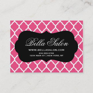 Carte De Visite Lattice marocain moderne rose chaud et noir