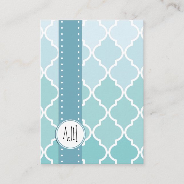 Carte De Visite Latticework Bleu, Ombre, Quatrefoil, Trellis (Devant)