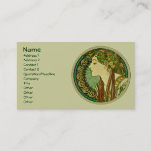 Carte De Visite Laurel, Alphonse Mucha Art nouveau Vintage