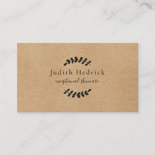 Carte De Visite Laurel Feuille Rustic Kraft