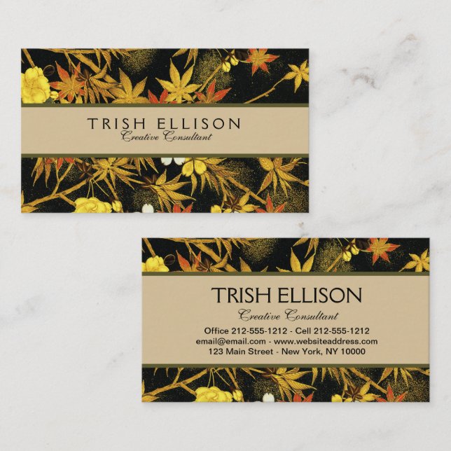 Carte De Visite L'automne japonais laisse l'art classique antique  (Devant / Derrière)