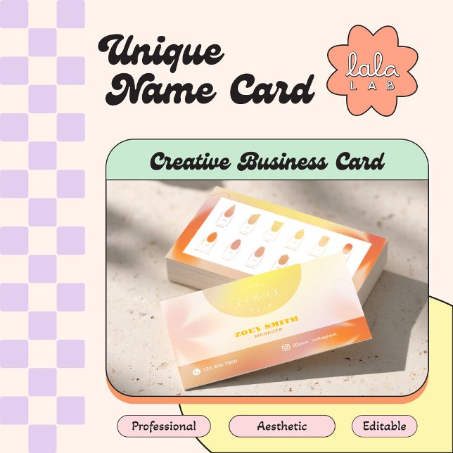 Carte De Visite Lava Yellow Gradient Card pour les Techs et Salons (Créateur téléchargé)