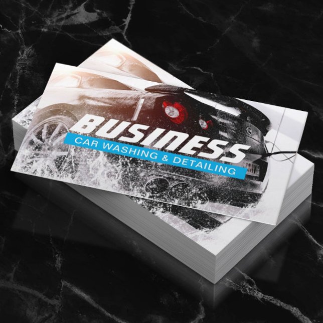 Carte De Visite Lavage automobile et auto Détail bleu clair (Créateur téléchargé)