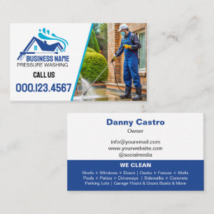 Carte De Visite Lavage de pression photo bleu moderne